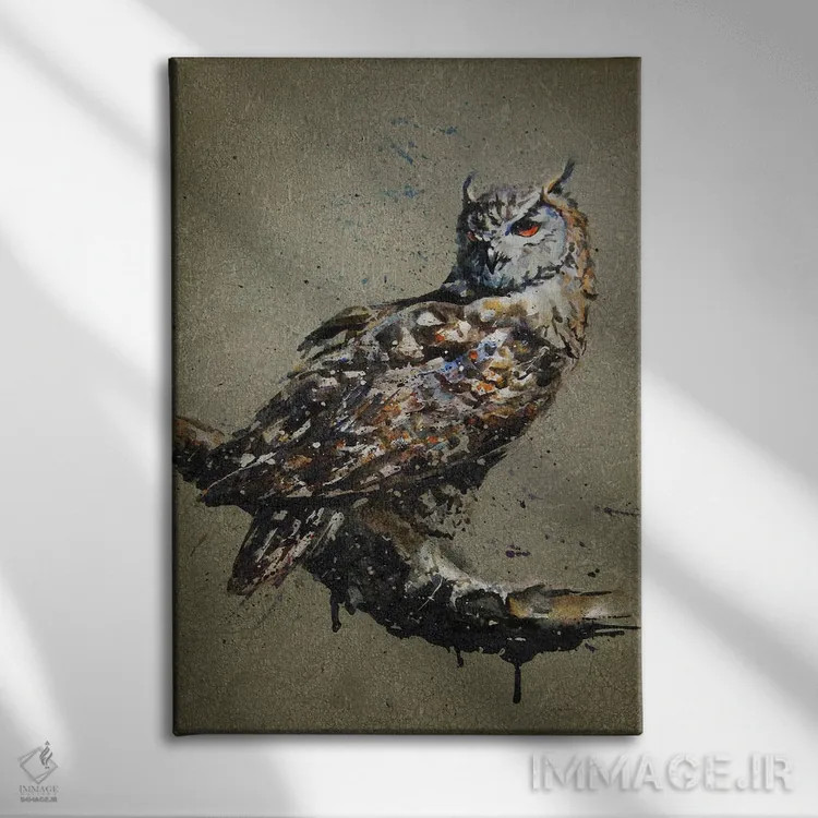 تابلو دکوراتیو جغد اثر کنستانتین کالینین - نمای روبهرو روی دیوار