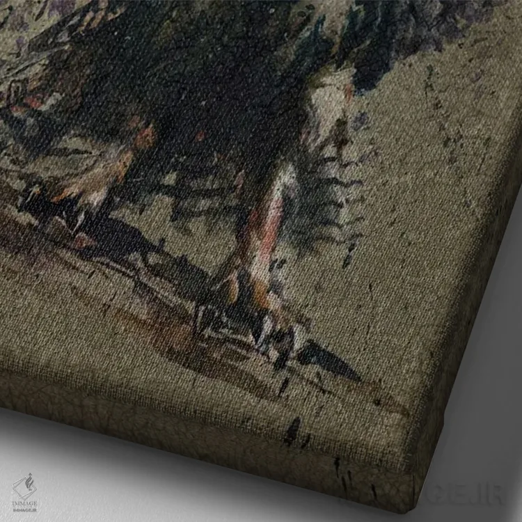 تابلو دکوراتیو جغد اثر کنستانتین کالینین - نمای نزدیک بافت بوم