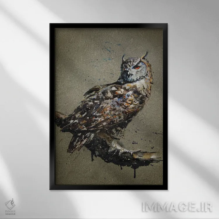 تابلو دکوراتیو جغد اثر کنستانتین کالینین - نمای قابدار مشکی