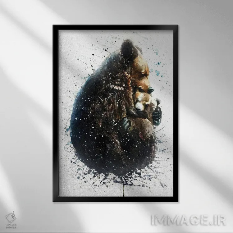 تابلو دکوراتیو خرس ها اثر کنستانتین کالینین - نمای قابدار مشکی