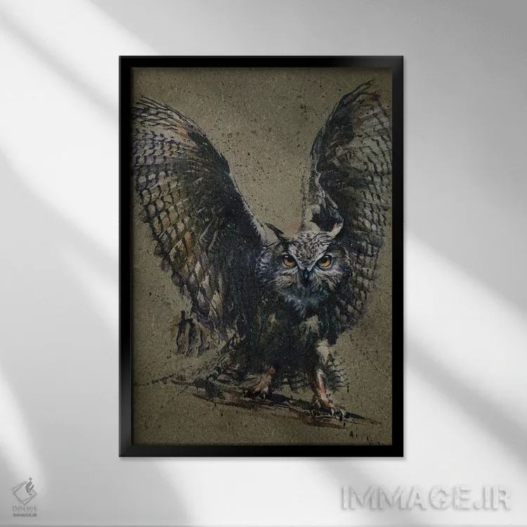 تابلو دکوراتیو جغد اثر کنستانتین کالینین - نمای قابدار مشکی