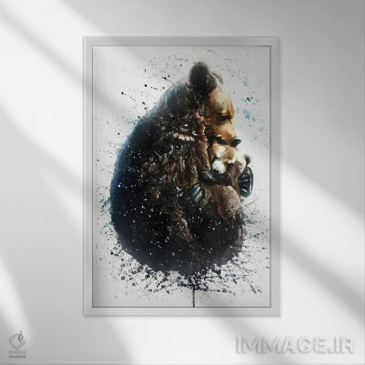 تابلو دکوراتیو خرس ها اثر کنستانتین کالینین - نمای قابدار سفید