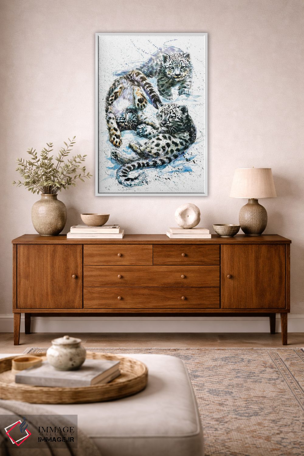 تابلو دکوراتیو پلنگ های برفی کوچک اثر کنستانتین کالینین - D3W