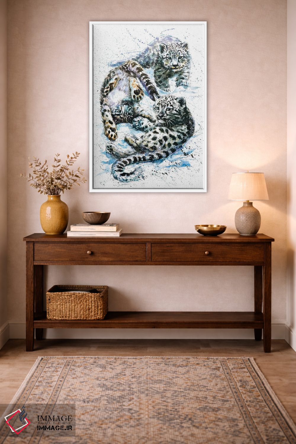 تابلو دکوراتیو پلنگ های برفی کوچک اثر کنستانتین کالینین - D4W