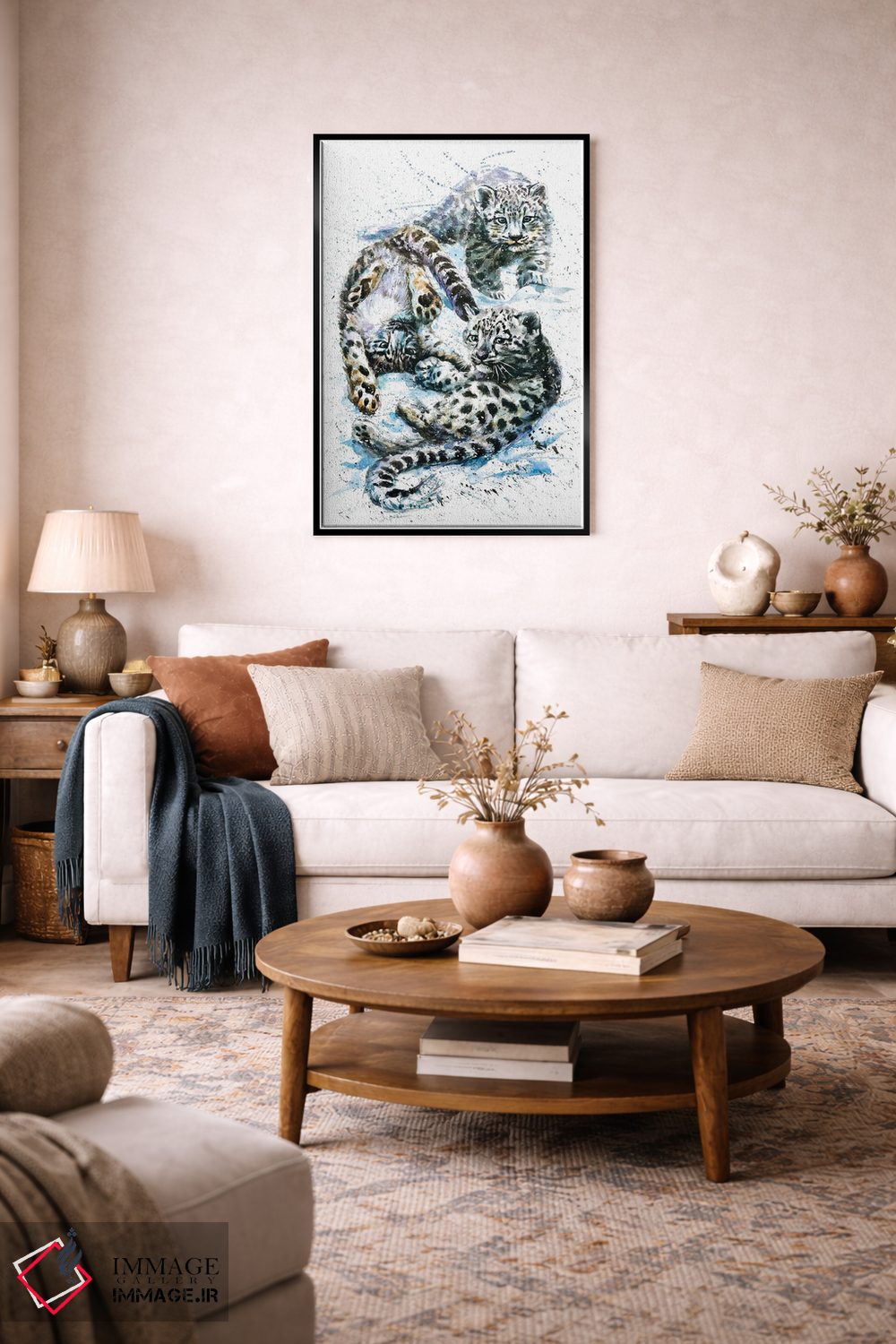 تابلو دکوراتیو پلنگ های برفی کوچک اثر کنستانتین کالینین - D5B