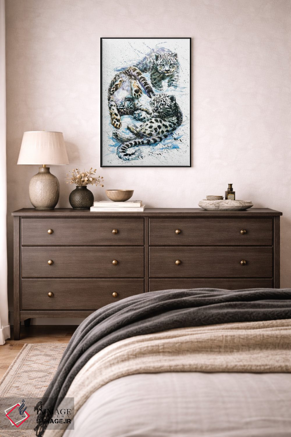 تابلو دکوراتیو پلنگ های برفی کوچک اثر کنستانتین کالینین - D6B