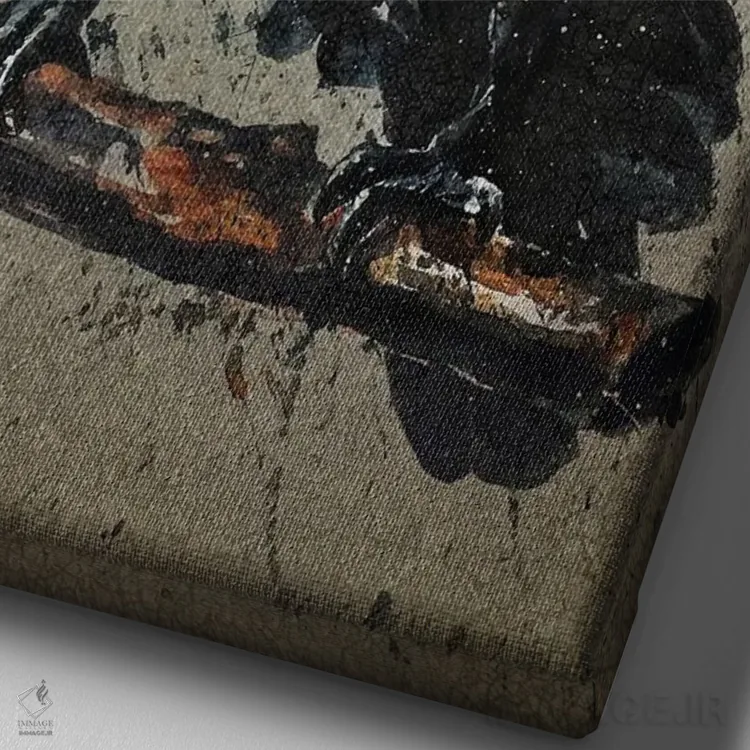تابلو دکوراتیو کلاغ اثر کنستانتین کالینین - نمای نزدیک بافت بوم
