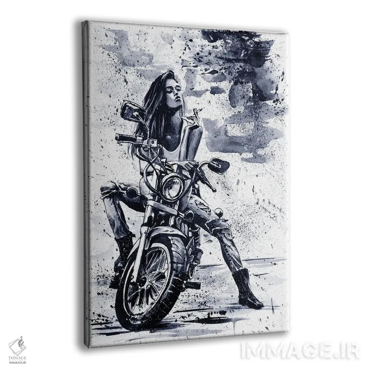تابلو دکوراتیو دختر موتورسوار اثر کنستانتین کالینین - نمای پرسپکتیو محصول
