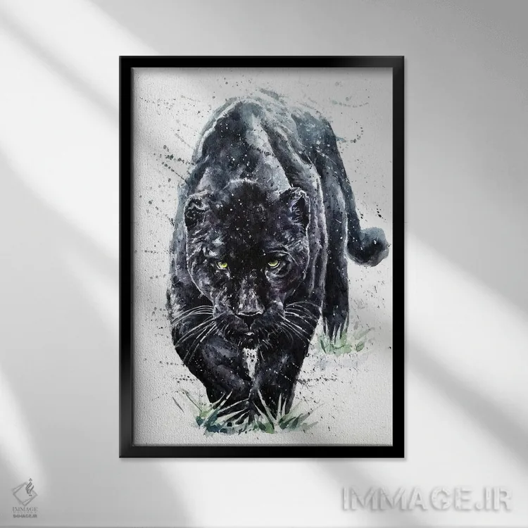 تابلو دکوراتیو پلنگ سیاه II اثر کنستانتین کالینین - نمای قابدار مشکی