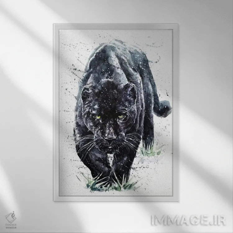 تابلو دکوراتیو پلنگ سیاه II اثر کنستانتین کالینین - نمای قابدار سفید