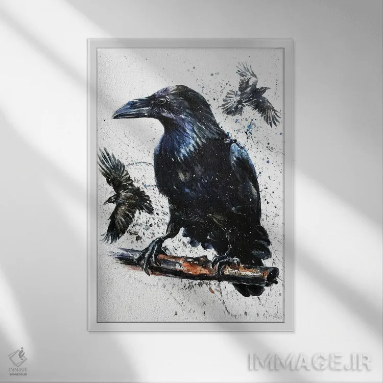 تابلو دکوراتیو کلاغ II اثر کنستانتین کالینین - نمای قابدار سفید