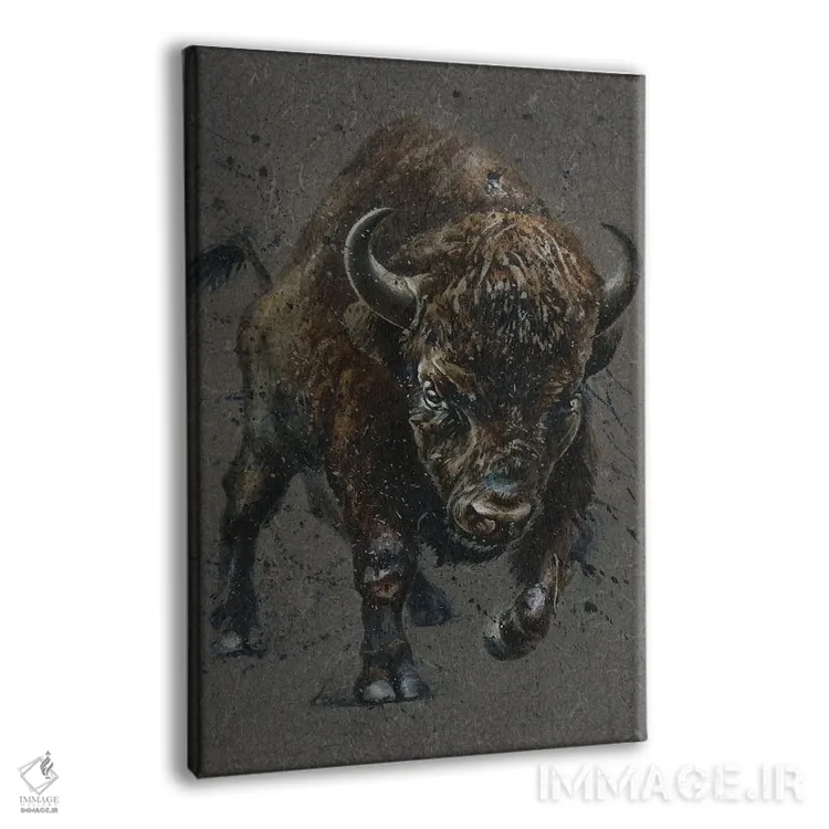 تابلو دکوراتیو بوفالوی قهوه ای اثر کنستانتین کالینین - نمای پرسپکتیو محصول