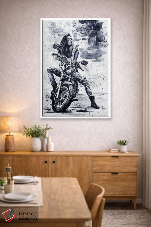 تابلو دکوراتیو دختر موتورسوار اثر کنستانتین کالینین - D3W