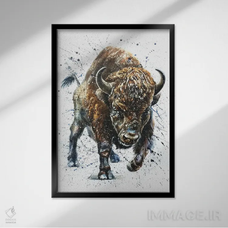 تابلو دکوراتیو بوفالو II اثر کنستانتین کالینین - نمای قابدار مشکی