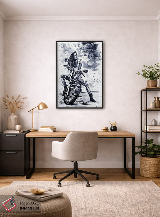 تابلو دکوراتیو دختر موتورسوار اثر کنستانتین کالینین - D4B
