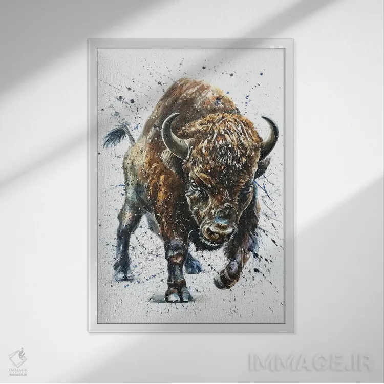 تابلو دکوراتیو بوفالو II اثر کنستانتین کالینین - نمای قابدار سفید