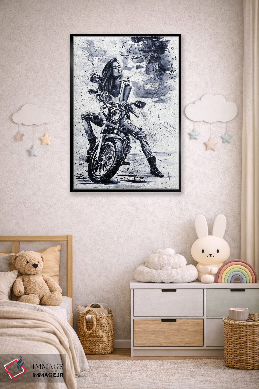 تابلو دکوراتیو دختر موتورسوار اثر کنستانتین کالینین - D5B