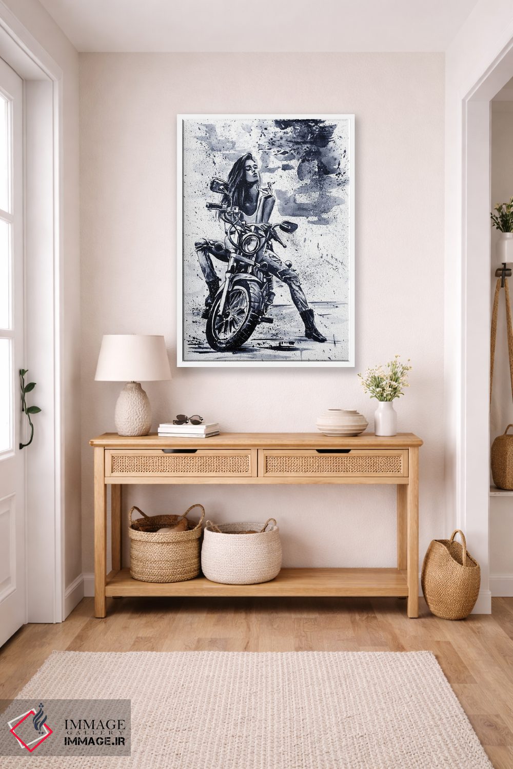 تابلو دکوراتیو دختر موتورسوار اثر کنستانتین کالینین - D6W