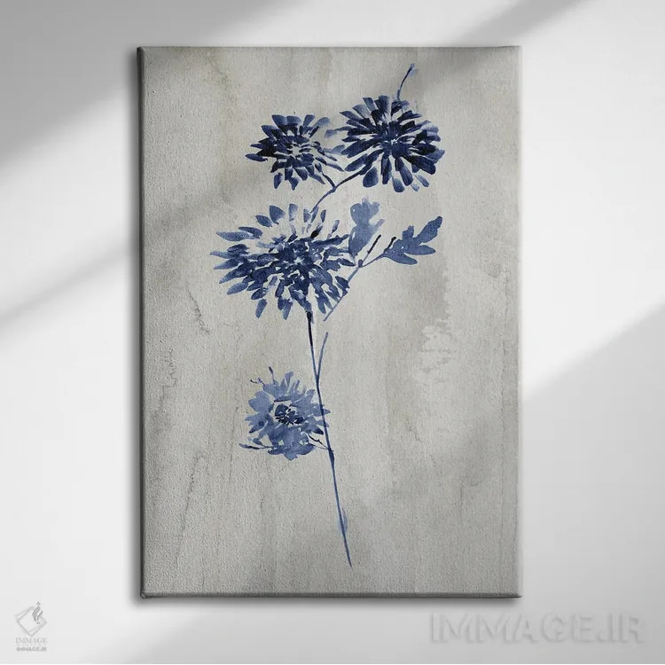 تابلو مینیمال گیاهان نیلی IV اثر کنراد ناتسن - نمای روبهرو روی دیوار