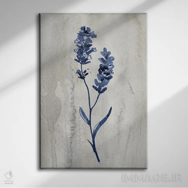 تابلو مینیمال گیاهان نیلی II اثر کنراد ناتسن - نمای روبهرو روی دیوار