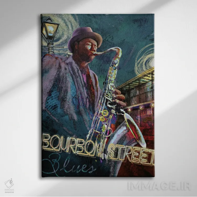 تابلو دکوراتیو بلوز خیابان بوربن اثر کنراد ناتسن - نمای روبهرو روی دیوار