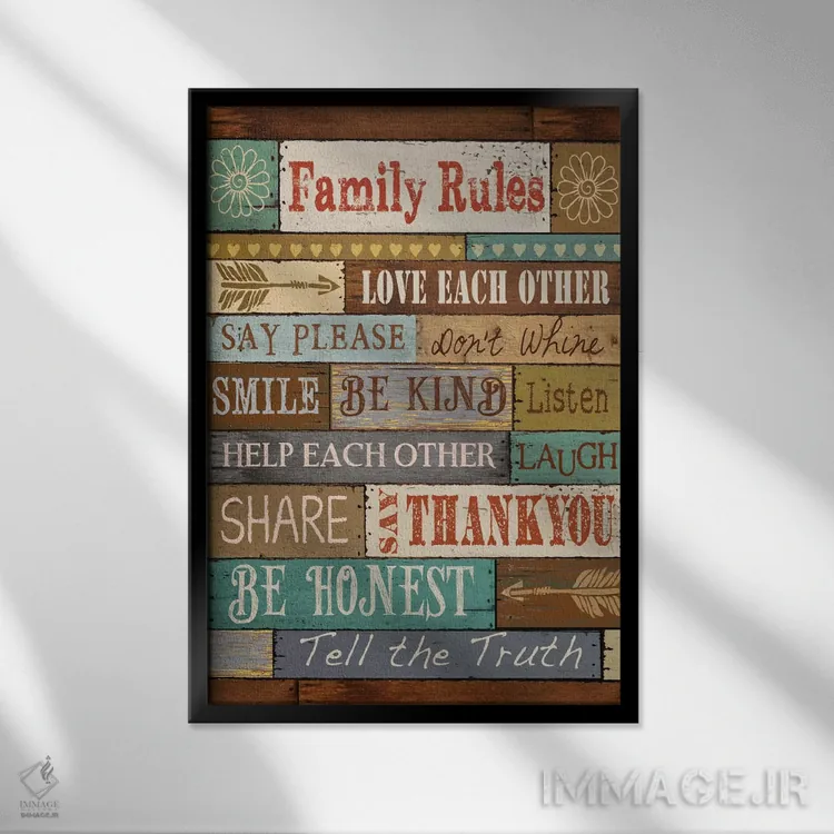 تابلو دکوراتیو قوانین خانواده اثر کنراد ناتسن - نمای قابدار مشکی