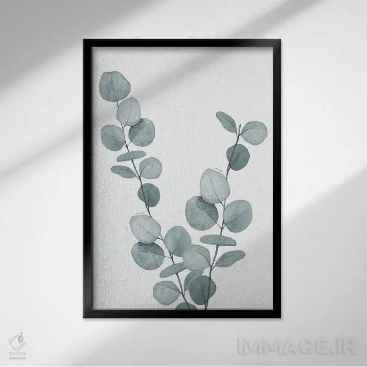 تابلو مینیمال شستشوی گیاهی آبی III اثر کنراد ناتسن - نمای قابدار مشکی