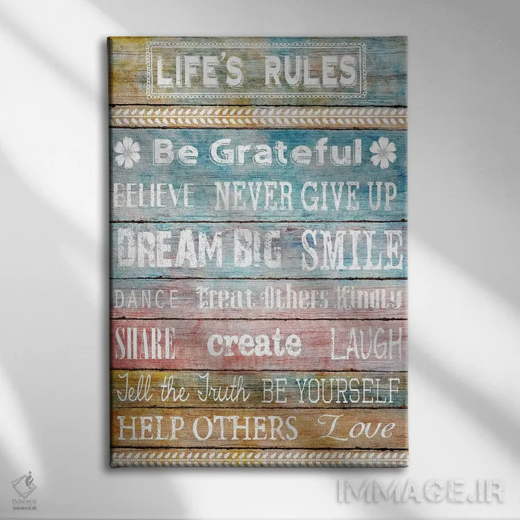 تابلو دکوراتیو قوانین زندگی اثر کنراد ناتسن - نمای روبهرو روی دیوار