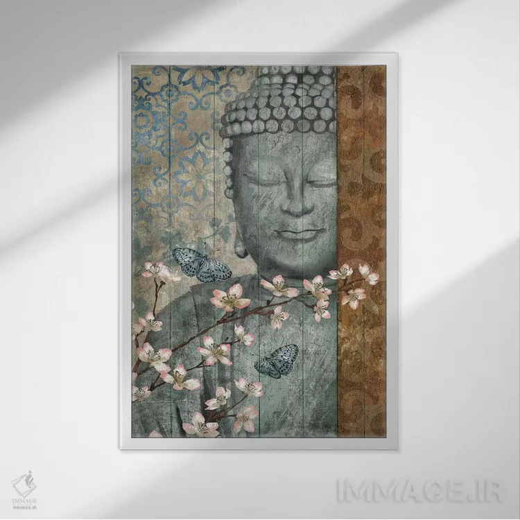 تابلو دکوراتیو بودا اثر کنراد ناتسن - نمای قابدار سفید