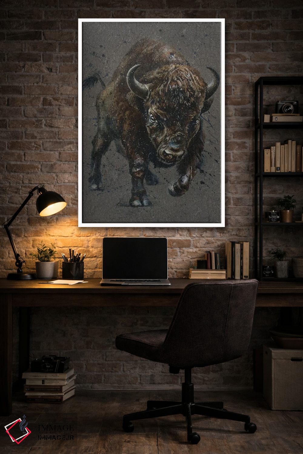 تابلو دکوراتیو بوفالوی قهوه ای اثر کنستانتین کالینین - D4W