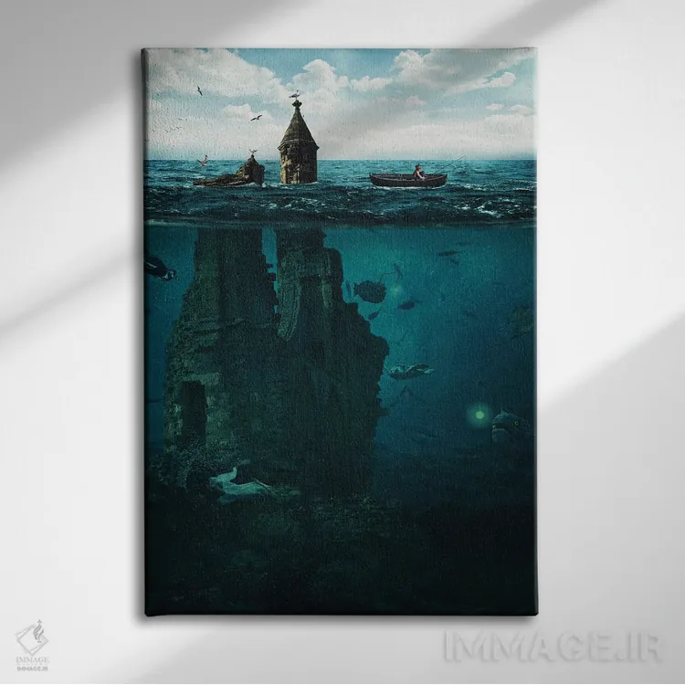 تابلو دکوراتیو شهر گمشده اثر میلوش کارانوویچ - نمای روبهرو روی دیوار