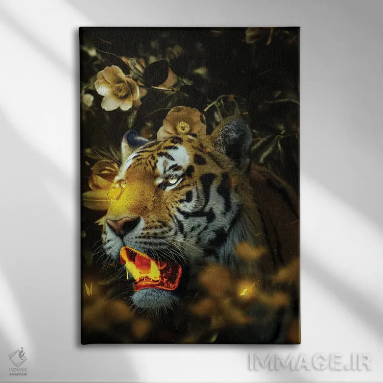 تابلو دکوراتیو ببر طلایی اثر میلوش کارانوویچ - نمای روبهرو روی دیوار