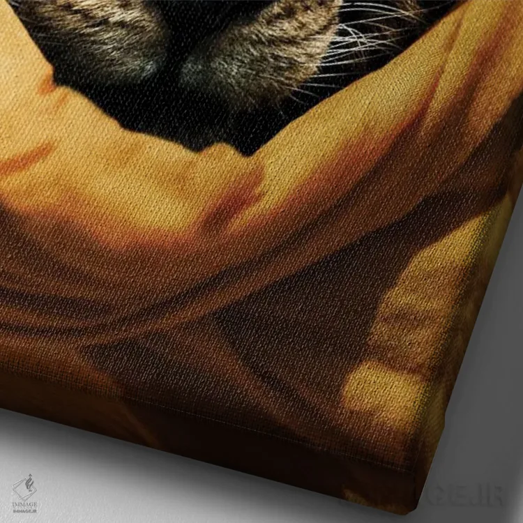 تابلو دکوراتیو شیر II اثر میلوش کارانوویچ - نمای نزدیک بافت بوم