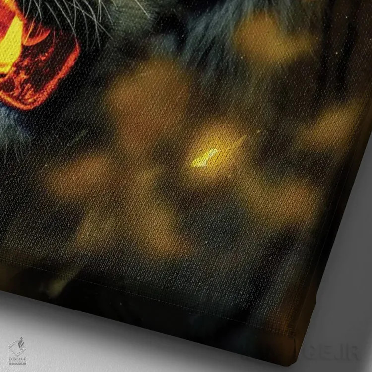 تابلو دکوراتیو ببر طلایی اثر میلوش کارانوویچ - نمای نزدیک بافت بوم