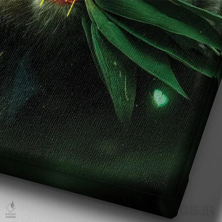 تابلو دکوراتیو پاندای طلایی اثر میلوش کارانوویچ - نمای نزدیک بافت بوم