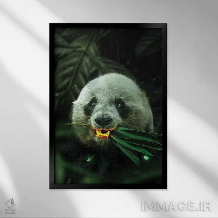 تابلو دکوراتیو پاندای طلایی اثر میلوش کارانوویچ - نمای قابدار مشکی