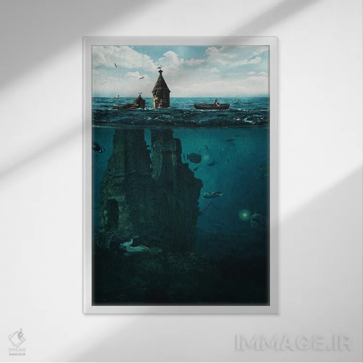 تابلو دکوراتیو شهر گمشده اثر میلوش کارانوویچ - نمای قابدار سفید