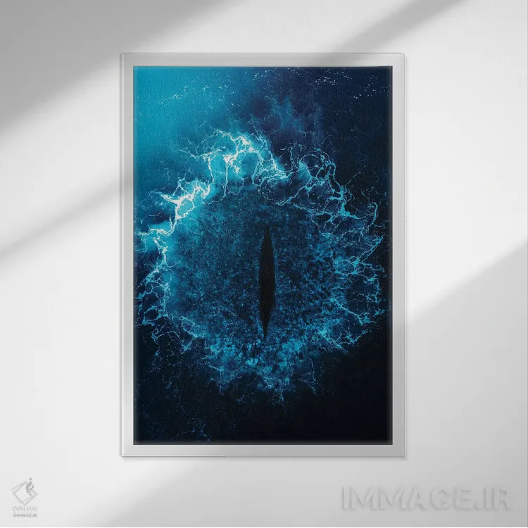 تابلو دکوراتیو چشم سائورون اثر میلوش کارانوویچ - نمای قابدار سفید