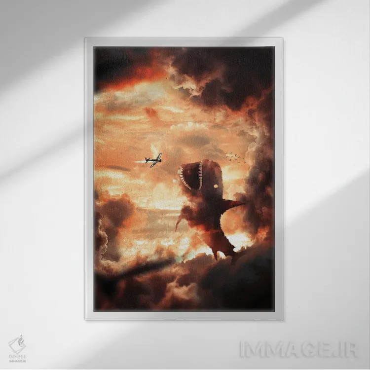 تابلو دکوراتیو کوسه ابری اثر میلوش کارانوویچ - نمای قابدار سفید