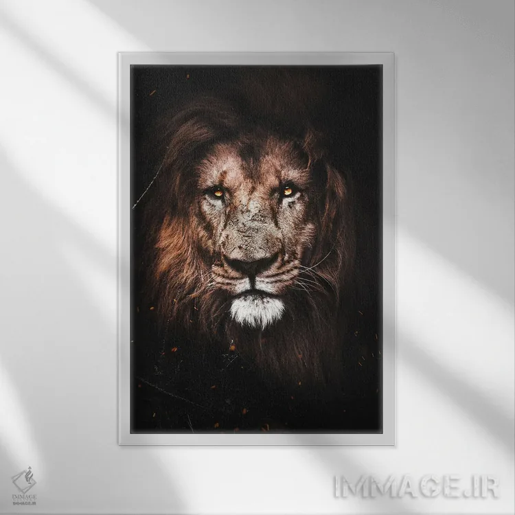 تابلو دکوراتیو شیر I اثر میلوش کارانوویچ - نمای قابدار سفید