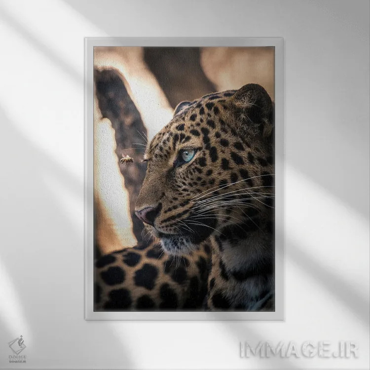 تابلو دکوراتیو منظره شیر اثر میلوش کارانوویچ - نمای قابدار سفید