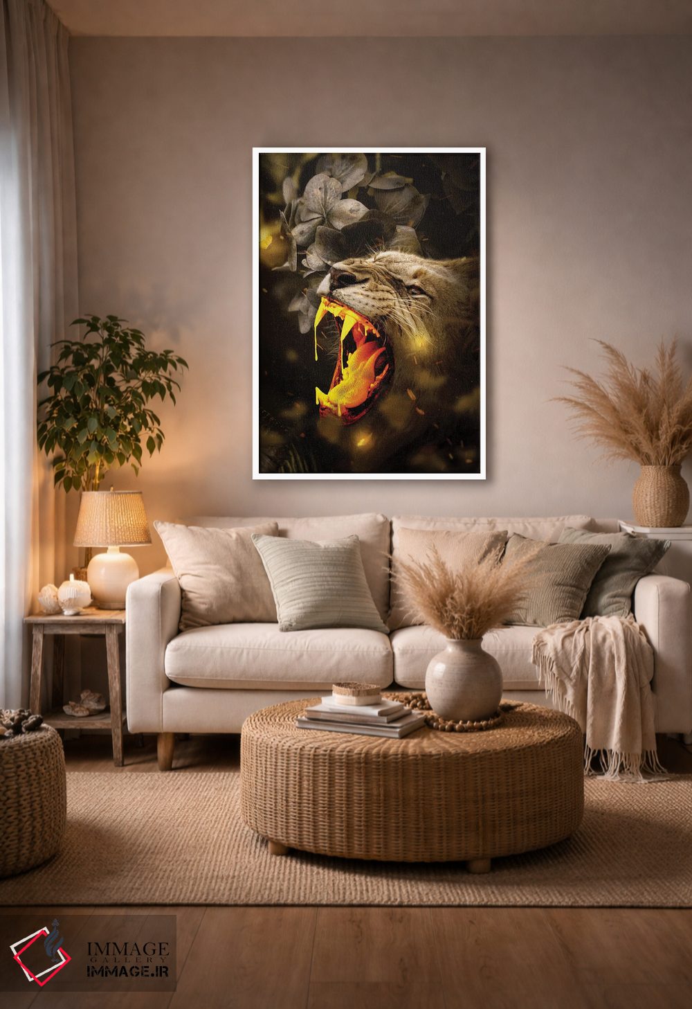 تابلو دکوراتیو شیر طلایی اثر میلوش کارانوویچ - D3W