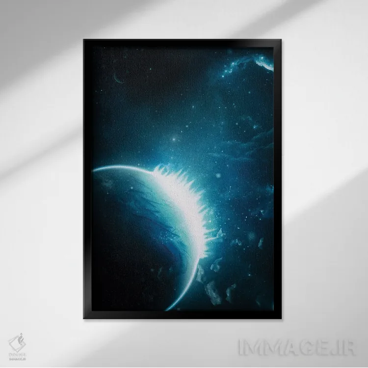 تابلو دکوراتیو کهکشان جهان اثر میلوش کارانوویچ - نمای قابدار مشکی