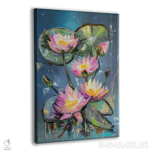 تابلو دکوراتیو نیلوفرهای آبی اثر کوپتسووا آرت - نمای پرسپکتیو محصول