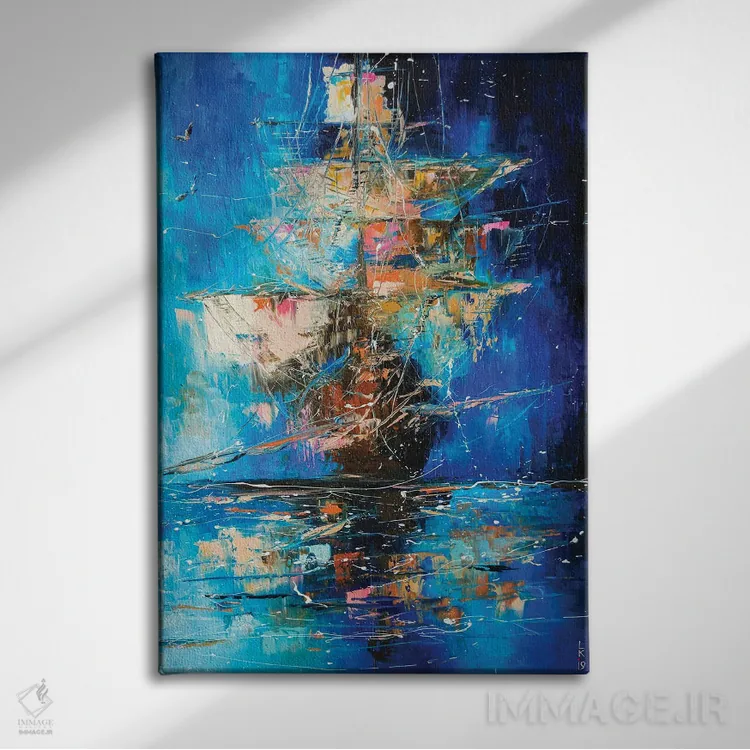 تابلو انتزاعی کشتی ارواح ۲ اثر کوپتسووا آرت - نمای روبهرو روی دیوار
