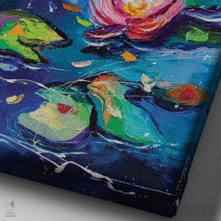 تابلو دکوراتیو برکه زیبا اثر کوپتسووا آرت - نمای نزدیک بافت بوم