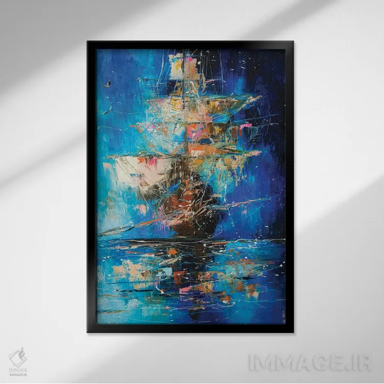 تابلو انتزاعی کشتی ارواح ۲ اثر کوپتسووا آرت - نمای قابدار مشکی