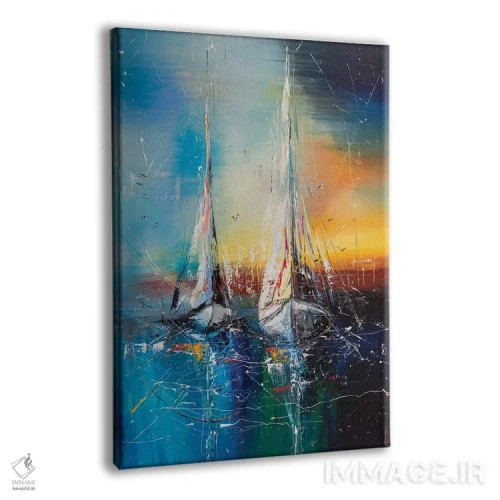 تابلو دکوراتیو قایق های بادبانی در غروب اثر کوپتسووا آرت - نمای پرسپکتیو محصول
