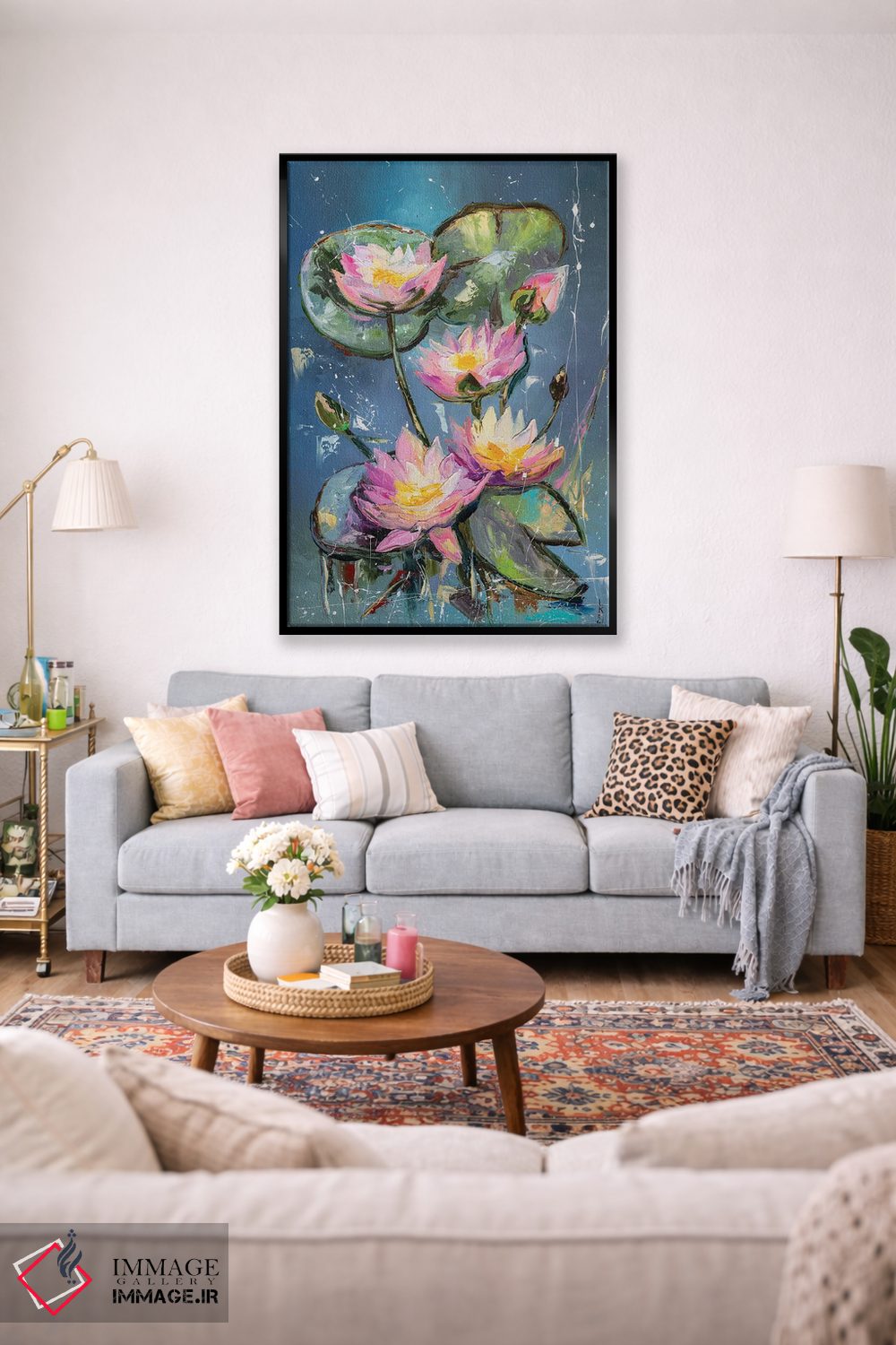 تابلو دکوراتیو نیلوفرهای آبی اثر کوپتسووا آرت - D1B