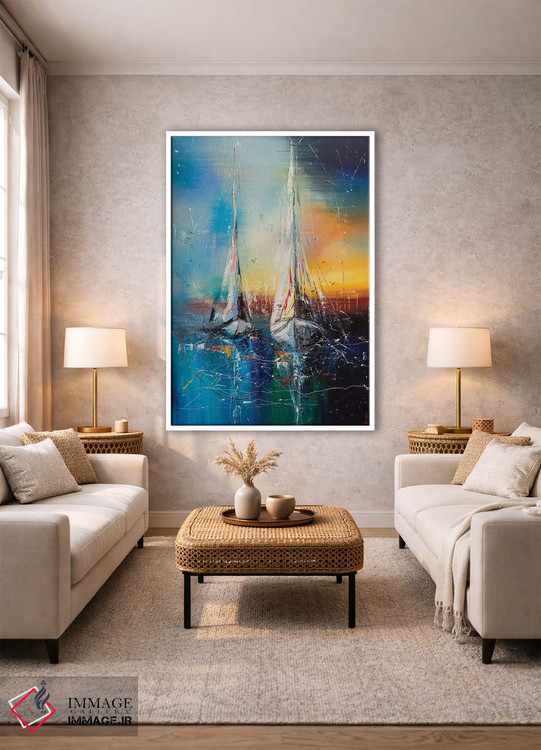 تابلو دکوراتیو قایق های بادبانی در غروب اثر کوپتسووا آرت - D1W